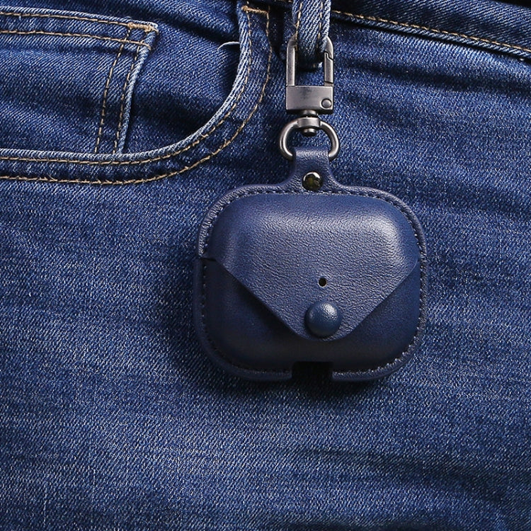 適用於AirPods Pro 荔枝紋PU皮耳機保護套帶掛鈎