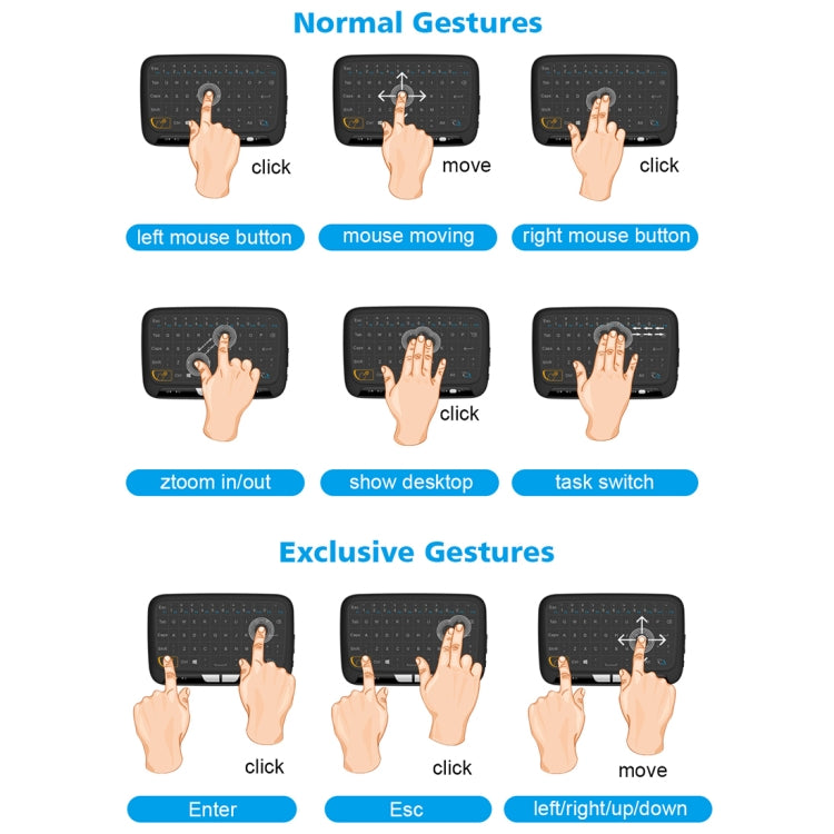 H18 2.4GHz空中飛鼠迷你無線鍵盤 帶觸控板&震動