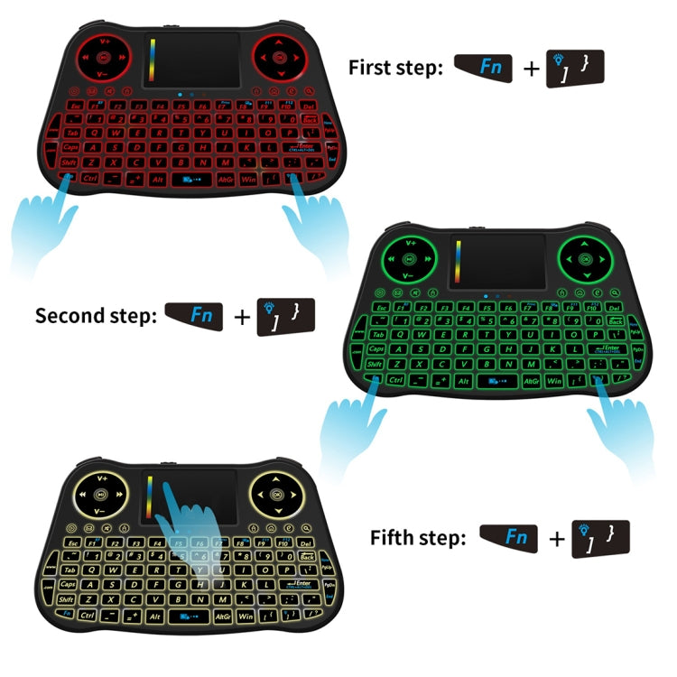 MT08 2.4GHz空中飛鼠迷你無線鍵盤 帶多彩背光&觸控板&多媒體控制