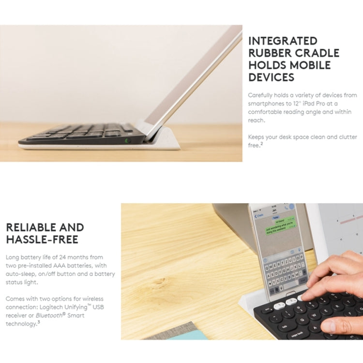 羅技 K780 多設備藍牙+Unifying雙模式無線鍵盤帶支架