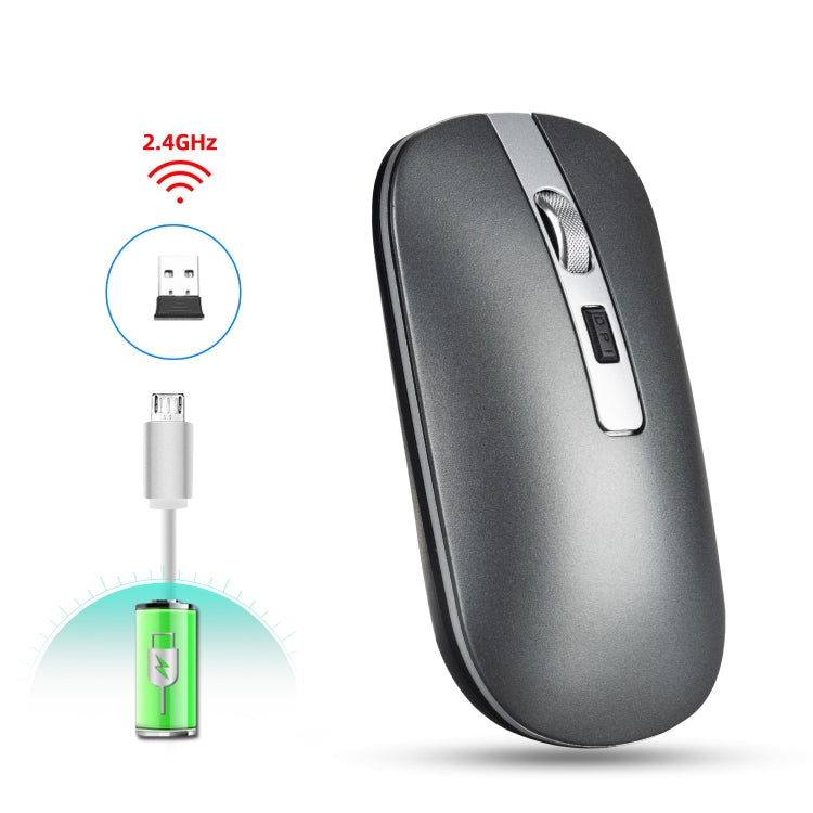 HXSJ M30 可充電無線鼠標金屬滾輪靜音2.4G辦公鼠標500毫安內置電池