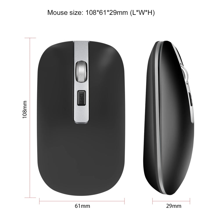 HXSJ M30 可充電無線鼠標金屬滾輪靜音2.4G辦公鼠標500毫安內置電池