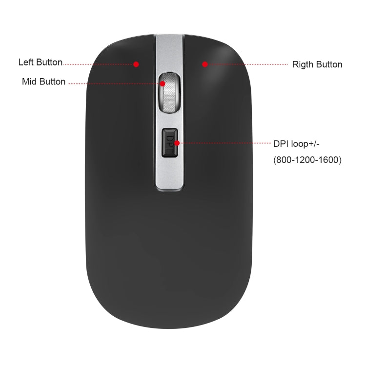 HXSJ M30 可充電無線鼠標金屬滾輪靜音2.4G辦公鼠標500毫安內置電池