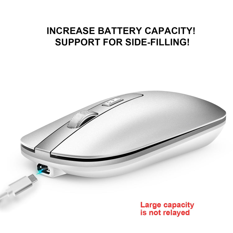 HXSJ M30 可充電無線鼠標金屬滾輪靜音2.4G辦公鼠標500毫安內置電池