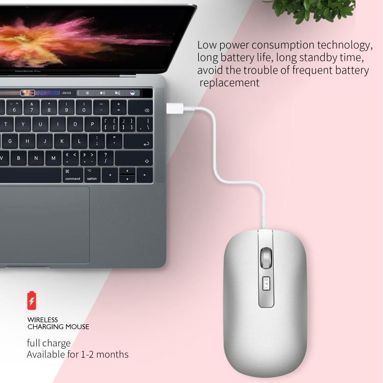 HXSJ M30 可充電無線鼠標金屬滾輪靜音2.4G辦公鼠標500毫安內置電池