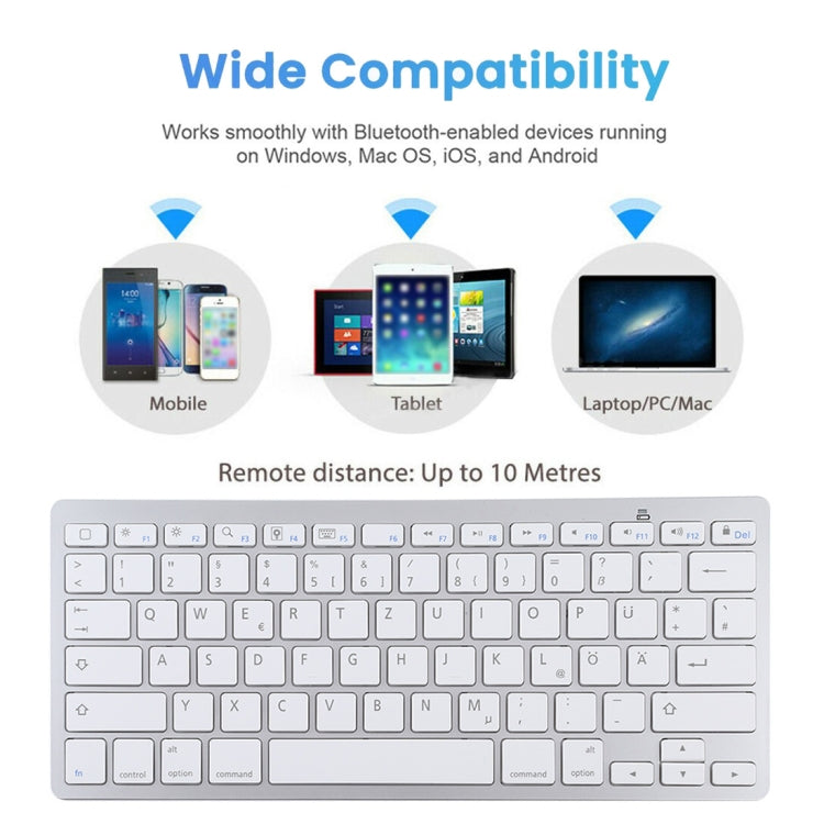 WB-8022 Ultra-thin Wireless Bluetooth Keyboard, German Keys