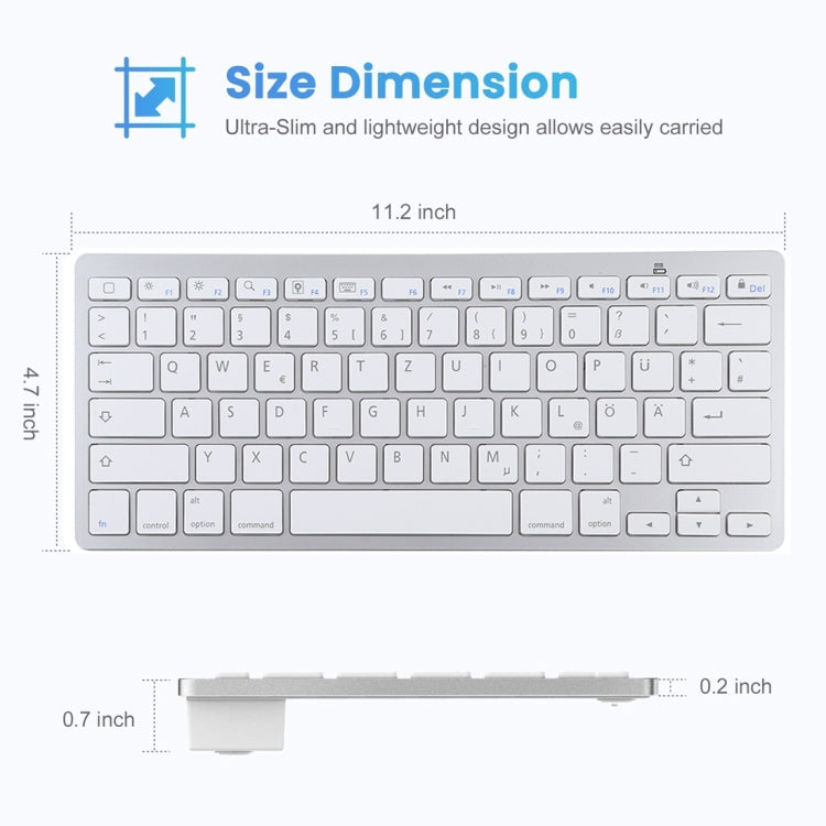 WB-8022 Ultra-thin Wireless Bluetooth Keyboard, German Keys