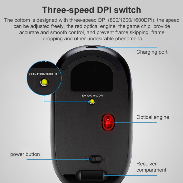 追光豹 360 2.4G 筆記本電腦無線可充電迷你鼠標 1000dpi