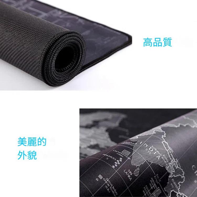 防滑世界地圖圖案 橡膠布面遊戲鼠標墊鍵盤墊，尺寸：80 x 30cm