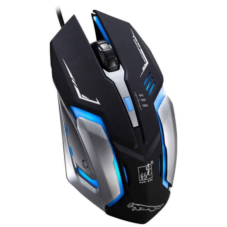 追光豹 K1 USB 1600DPI三擋可調LED背光靜音有線光電遊戲鼠標，線長：1.3m