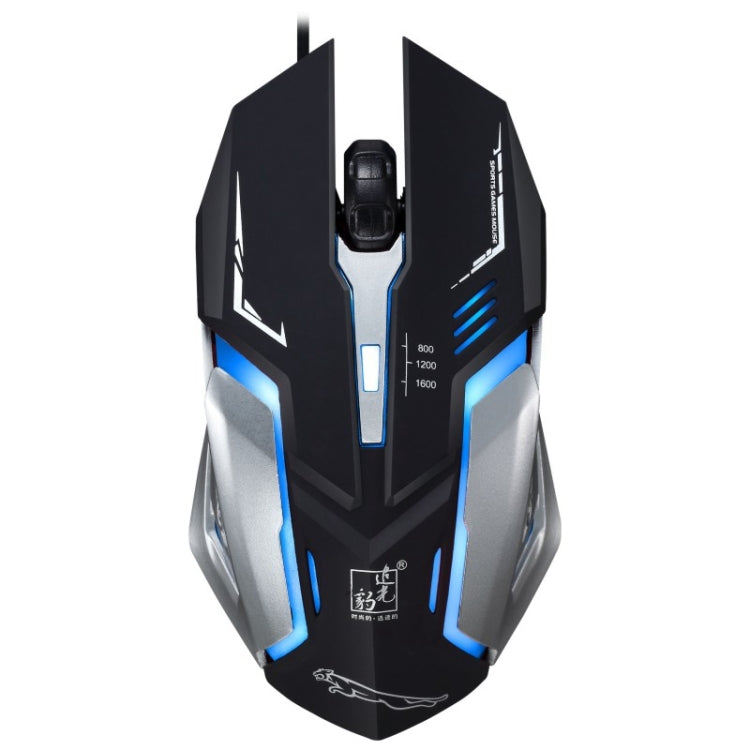 追光豹 K1 USB 1600DPI三擋可調LED背光靜音有線光電遊戲鼠標，線長：1.3m