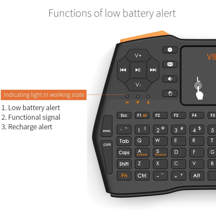 VIBOTON i8 Plus 2.4GHz空中飛鼠迷你無線鍵盤 帶觸控板 乾電池款