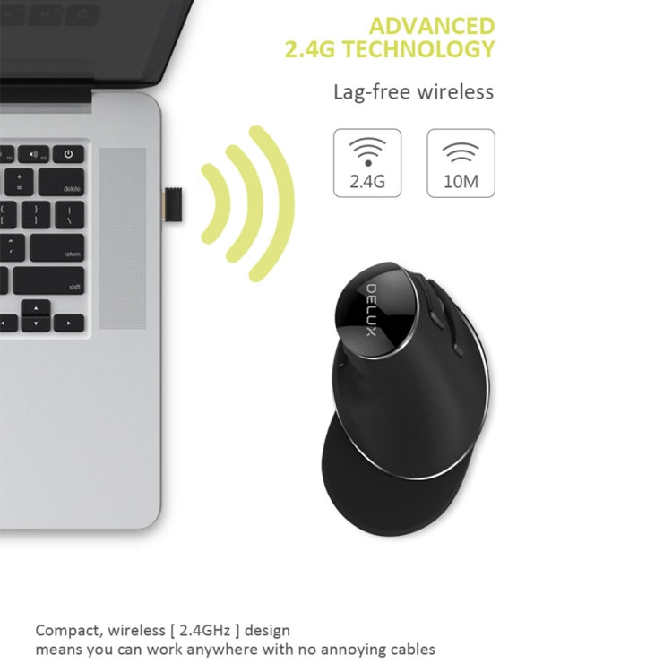 DELUX M618 Plus 2.4G 1600DPI無線便攜式垂直人體工學鼠標