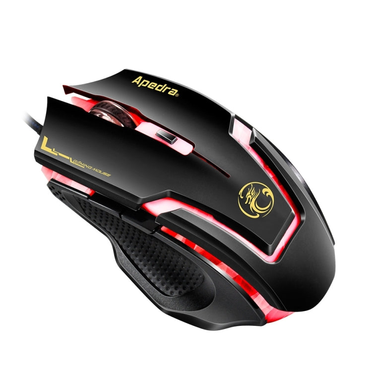 Apedra iMICE A9 高精度遊戲鼠標 LED四色控制呼吸燈USB 6按鈕3200 DPI有線光學遊戲鼠標
