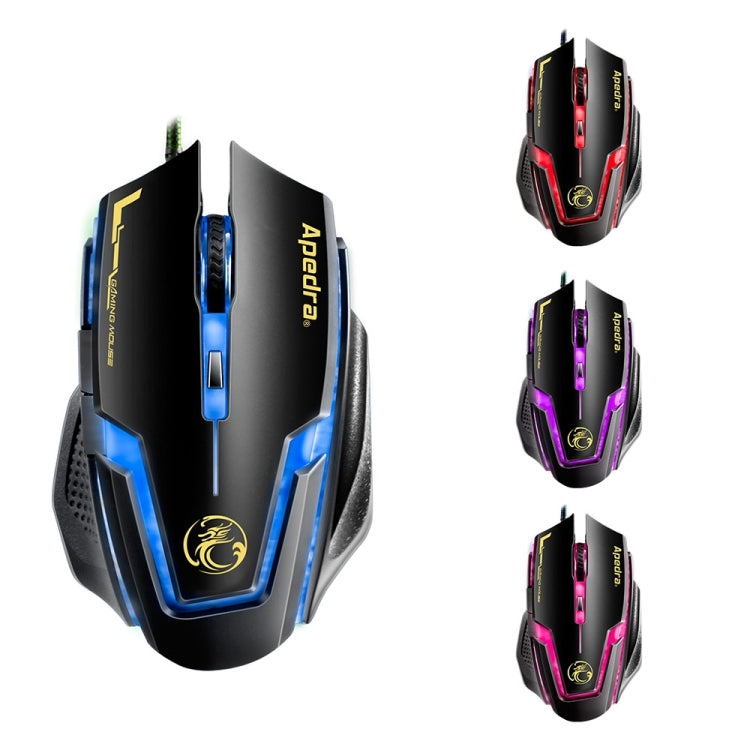 Apedra iMICE A9 高精度遊戲鼠標 LED四色控制呼吸燈USB 6按鈕3200 DPI有線光學遊戲鼠標