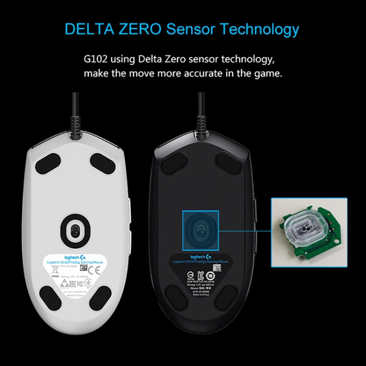 羅技 G102 6鍵RGB發光6000DPI五檔可調有線光電遊戲鼠標，線長：2m