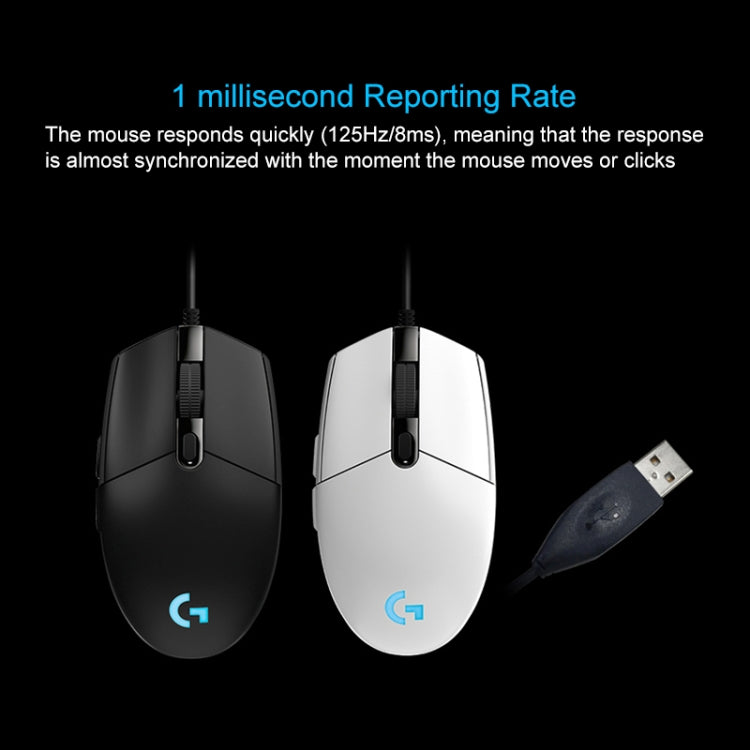 羅技 G102 6鍵RGB發光6000DPI五檔可調有線光電遊戲鼠標，線長：2m