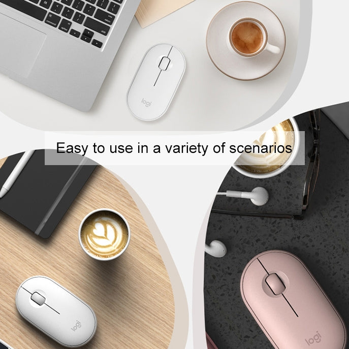 羅技 Pebble 鵝卵石造型輕薄3鍵1000DPI靜音無線藍牙光電鼠標，無線範圍：10m