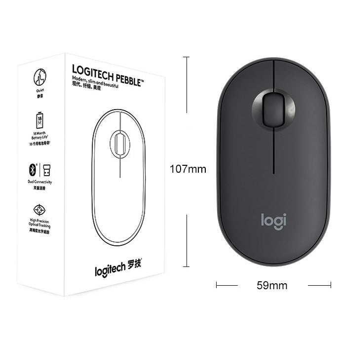 羅技 Pebble 鵝卵石造型輕薄3鍵1000DPI靜音無線藍牙光電鼠標，無線範圍：10m