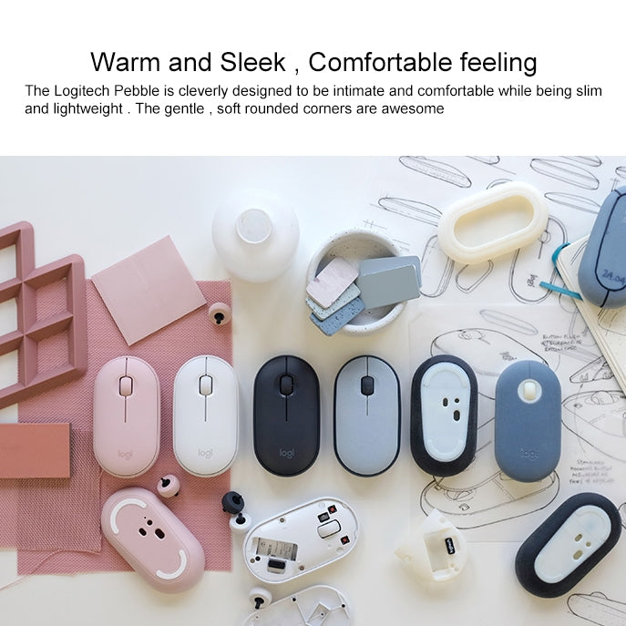 羅技 Pebble 鵝卵石造型輕薄3鍵1000DPI靜音無線藍牙光電鼠標，無線範圍：10m