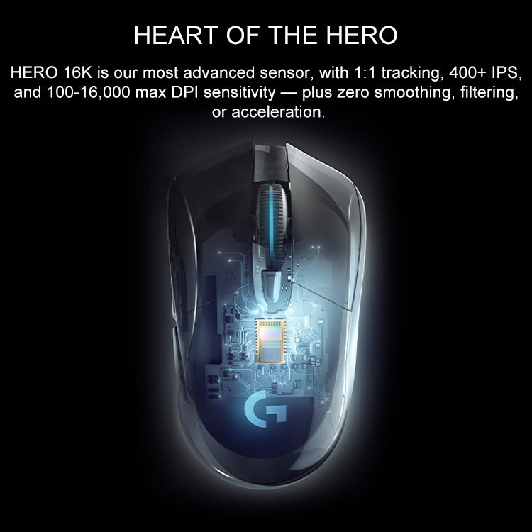 羅技 G703 LIGHTSPEED 16000DPI 6個可編程按鍵 HERO 16K傳感器RGB背光無線遊戲鼠標