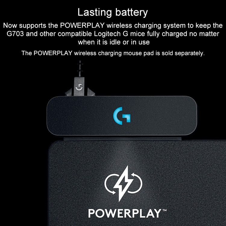 羅技 G703 LIGHTSPEED 16000DPI 6個可編程按鍵 HERO 16K傳感器RGB背光無線遊戲鼠標