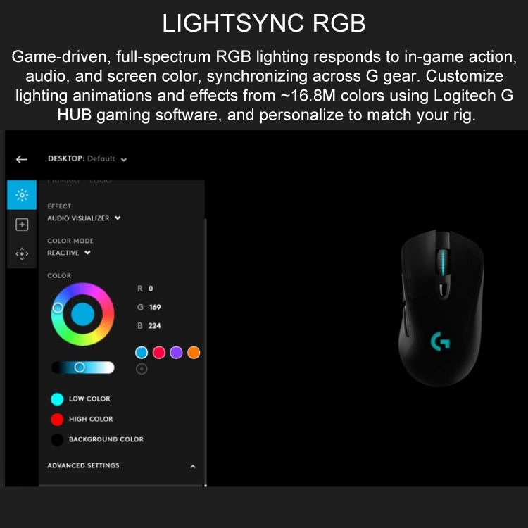 羅技 G703 LIGHTSPEED 16000DPI 6個可編程按鍵 HERO 16K傳感器RGB背光無線遊戲鼠標