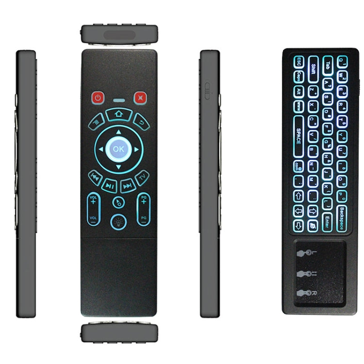 T6 彩光版 空中飛鼠2.4GHz無線鍵盤遙控器，帶觸摸板&IR學習