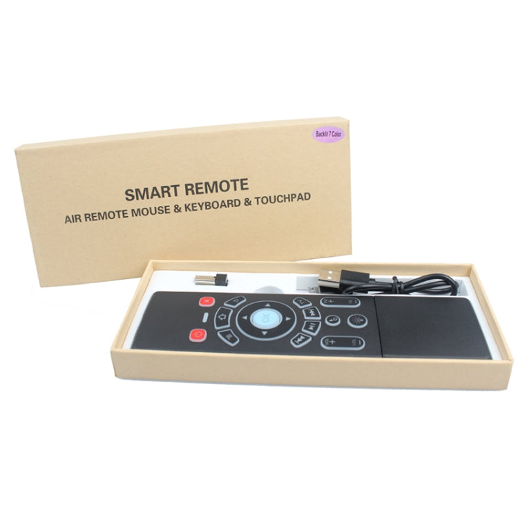 T6 彩光版 空中飛鼠2.4GHz無線鍵盤遙控器，帶觸摸板&IR學習