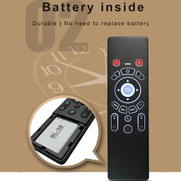 T6 彩光版 空中飛鼠2.4GHz無線鍵盤遙控器，帶觸摸板&IR學習