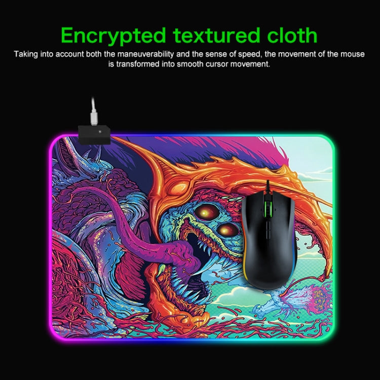 電腦怪獸圖案發光鼠標墊, 尺寸: 90 x 40 x 0.4cm