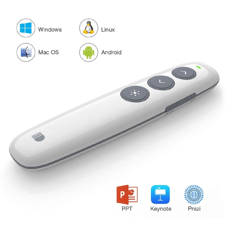 Doosl DSIT007 2.4GHz Rechargeable Powerpoint Presentation Wireless Cliker Remote Control Pen, Control Distance: 10m(White)