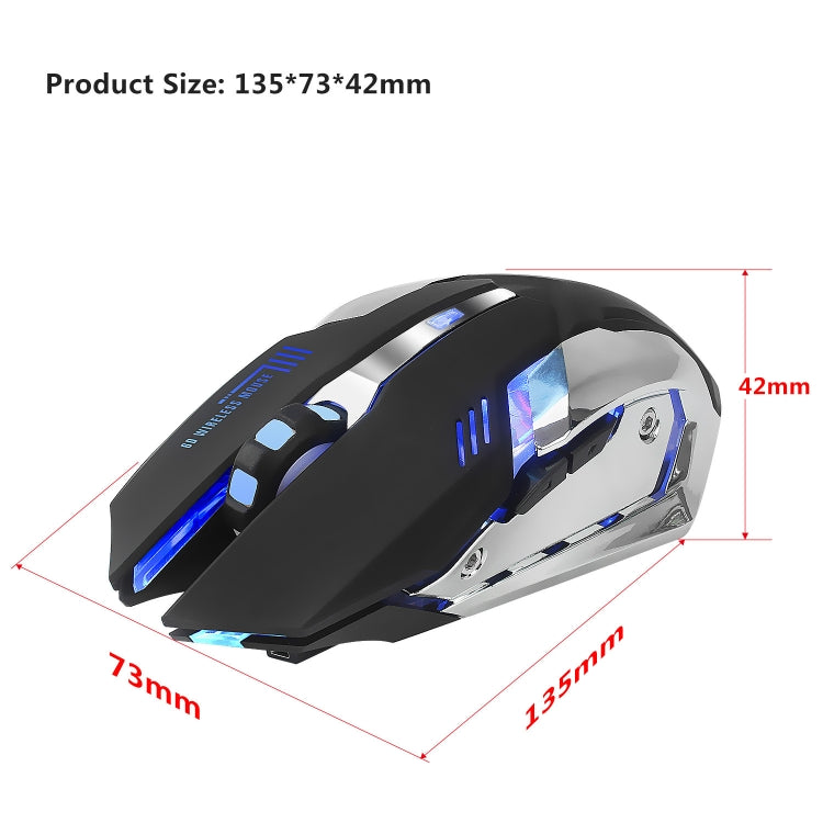HXSJ M10 台式電腦 2.4GHz 6鍵USB可充電七彩發光人體工程學2400DPI無線光電遊戲鼠標