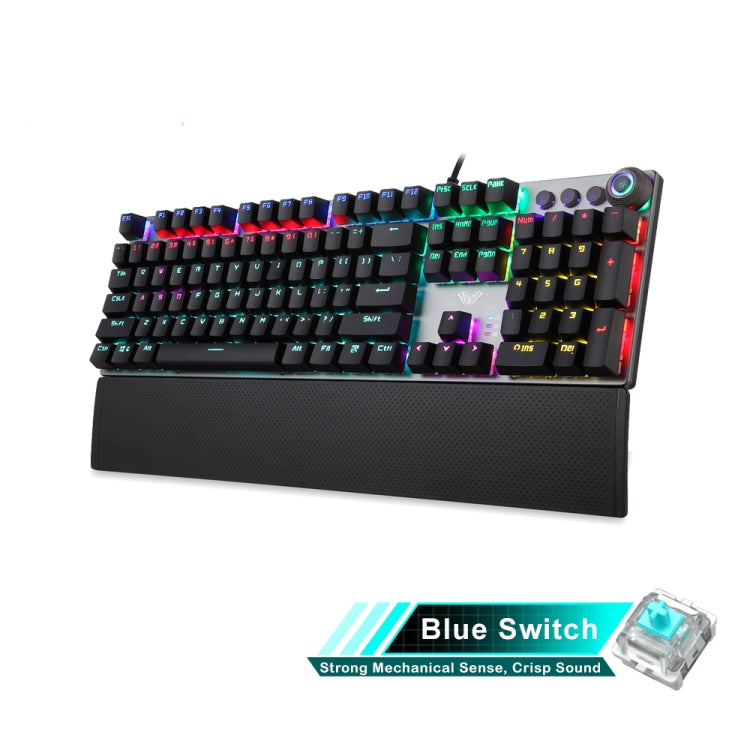 AULA F2088 108鍵混光机械靑軸有線USB遊戲鍵盤帶金屬按鈕