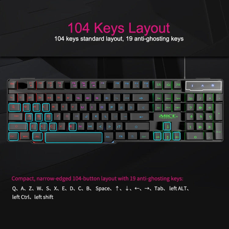 iMICE AK-600 有線USB懸浮鍵帽字符發光背光遊戲鍵盤