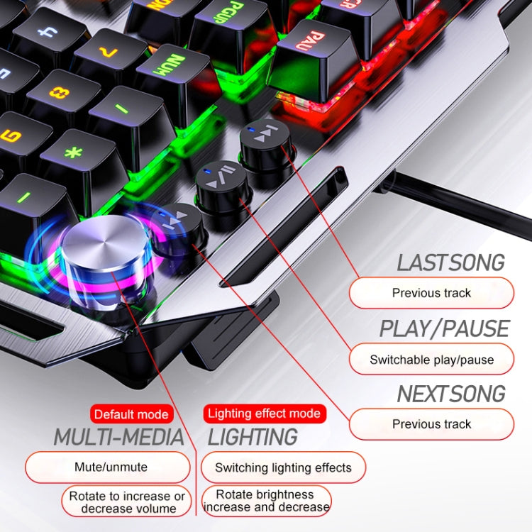 銀雕 K100 USB金屬机械遊戲有線鍵盤 混光青軸款