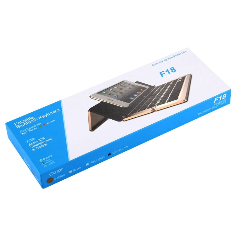 F18 超薄 可充電 可摺疊 58鍵無線藍牙鍵盤，帶支架