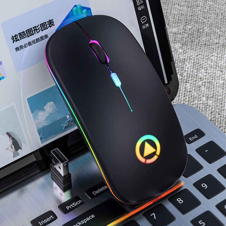 銀雕 A2 2.4GHz 1600DPI 3檔可調 七彩發光無線靜音鼠標 充電版