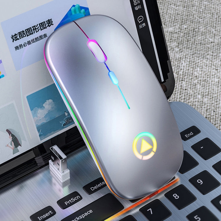 銀雕 A2 2.4GHz 1600DPI 3檔可調 七彩發光無線靜音鼠標 充電版