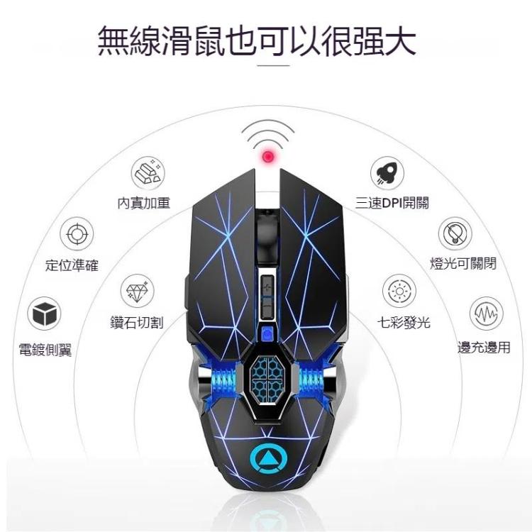 銀雕 A7 2.4GHz 1600DPI 3檔可調 7鍵RGB流光可充電無線靜音遊戲鼠標