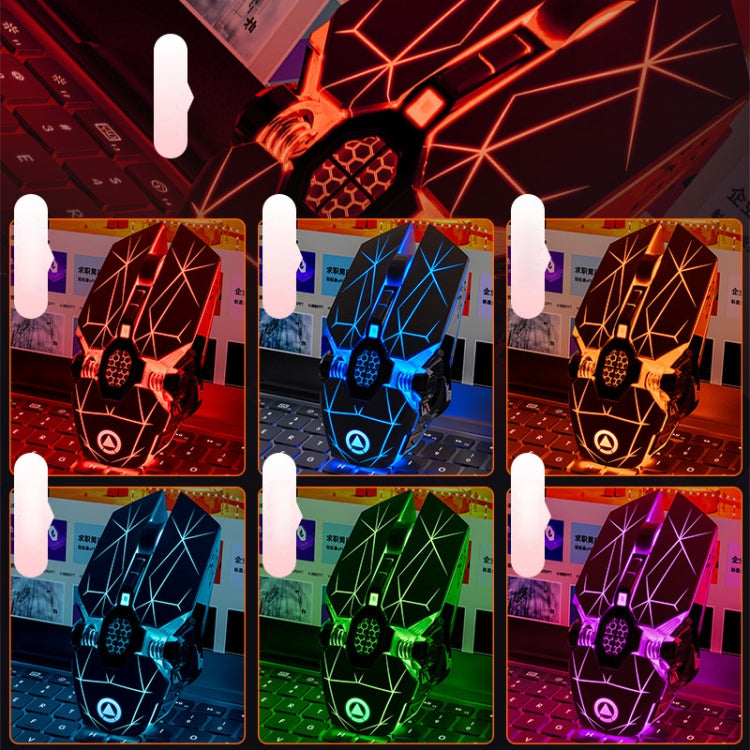 銀雕 A7 2.4GHz 1600DPI 3檔可調 7鍵RGB流光可充電無線靜音遊戲鼠標