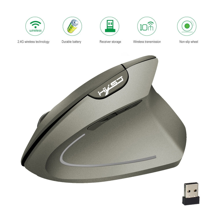 HXSJ T24 6鍵 2400 DPI 2.4G無線垂直人體工學鼠標帶USB接收器