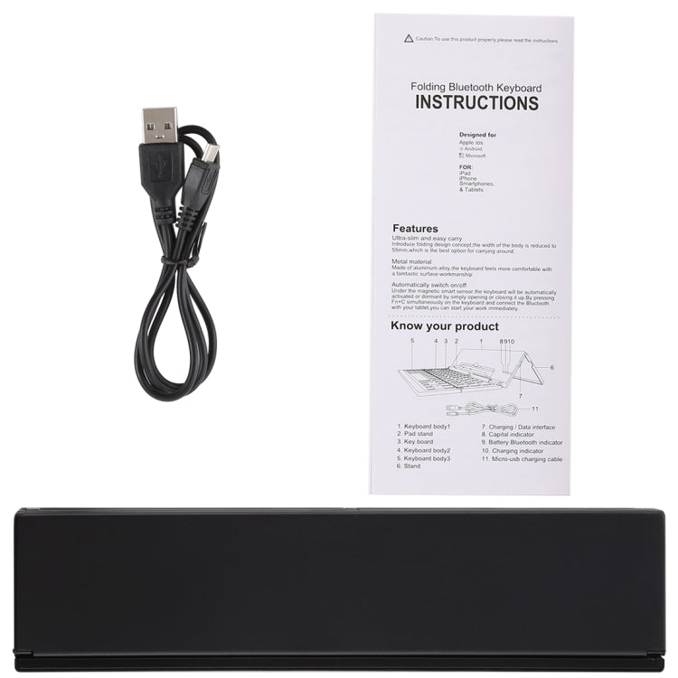 GK608 超薄藍牙3.0摺疊鍵盤 內置支架 支持Android / iOS / Windows系統