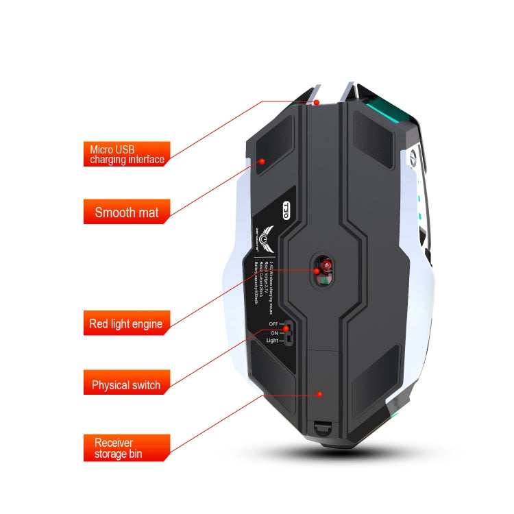 ZERODATE T30 2.4GHz 2400DPI三擋可調節RGB背光無線光電鼠標