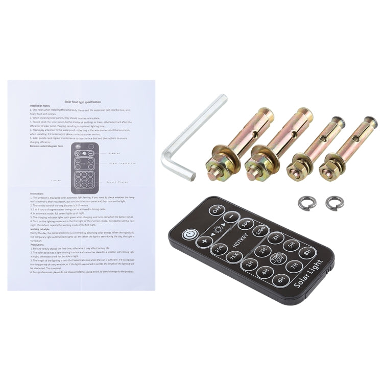 150W 遙控定時超薄太陽能投光燈 帶6V0.83A太陽能面板&遙控器 IP66防水 176顆SMD2835燈珠
