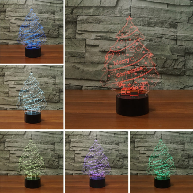 聖誕樹造型 3D七彩LED視覺燈檯燈，充電觸摸款