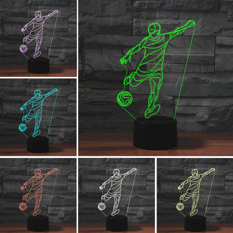 踢足球造型 3D七彩LED視覺燈檯燈，裂紋遙控款