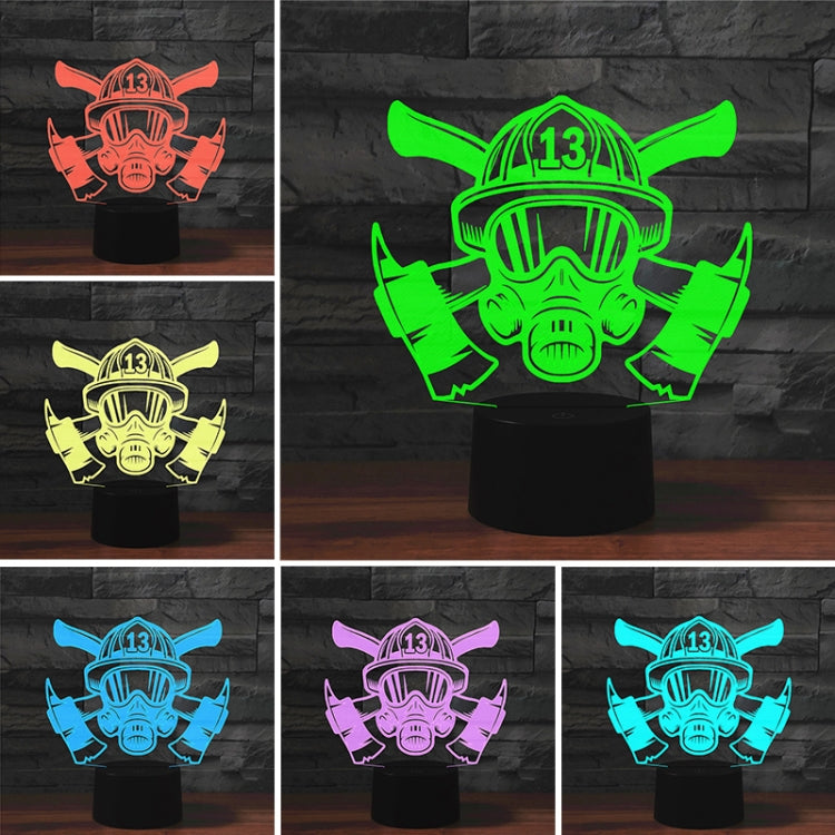 消防造型 3D七彩LED視覺燈檯燈，USB觸摸款