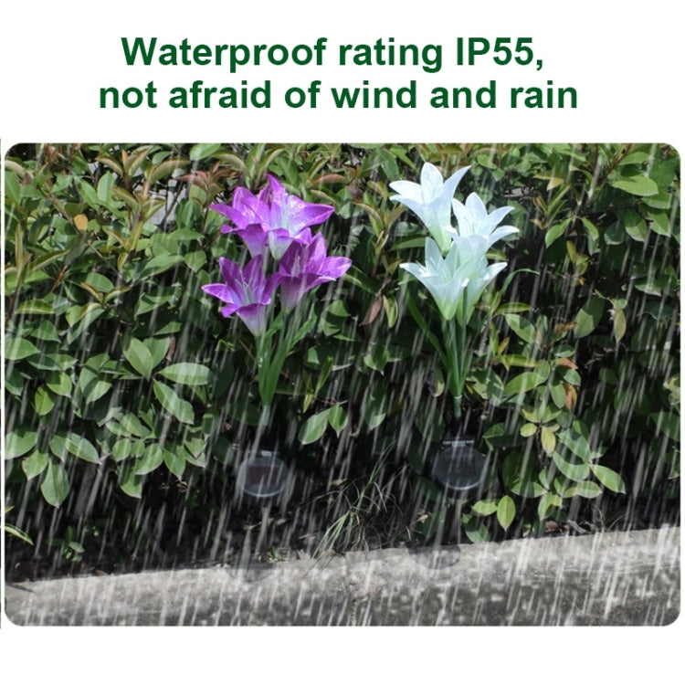 太陽能LED仿真百合花燈 戶外裝飾地插草坪燈 IP55防水 白光
