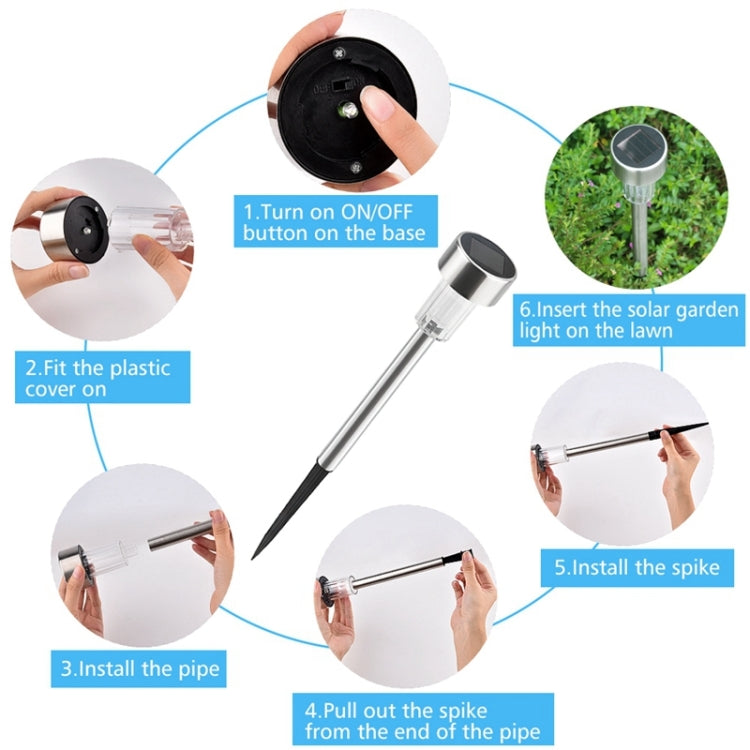 10個一賣 不銹鋼太陽能草坪燈戶外照明LED地插庭院燈小管燈 IP65防水